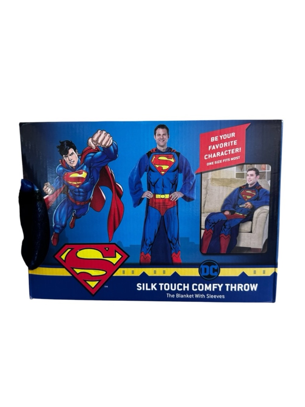Superman Comfy Throw Blanket w Sleeves Adult Micro Raschel Soft New